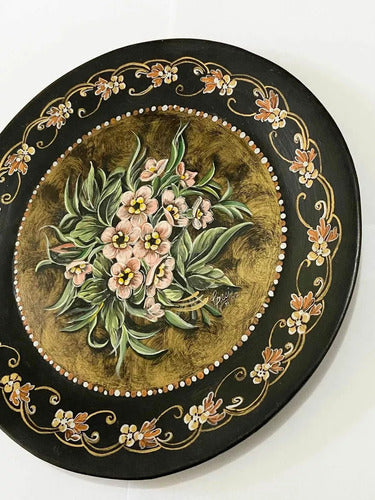 Prato Cerâmica Antiga Florido Pintado A Mão Costa Rica