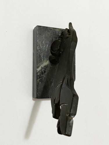 Escultura Antiga Cachorro Dachshund Em Bronze E Mármore