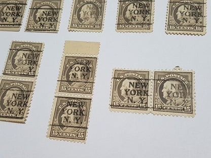 Selos Antigos Eua - 15 Cents New York N.y Benjamin Franklin