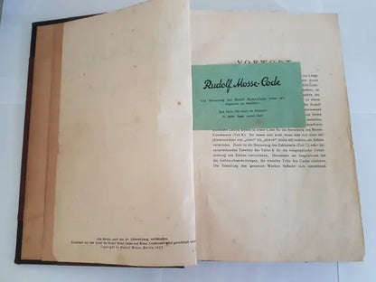 Antigo Livro Alemão 1922 Rudolf Mosse - Code Mosse Condenser