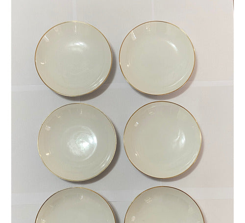 Lote 6 Antigos Pratos Porcelana Brennand Branco Com Dourado