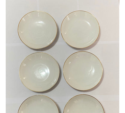 Lote 6 Antigos Pratos Porcelana Brennand Branco Com Dourado