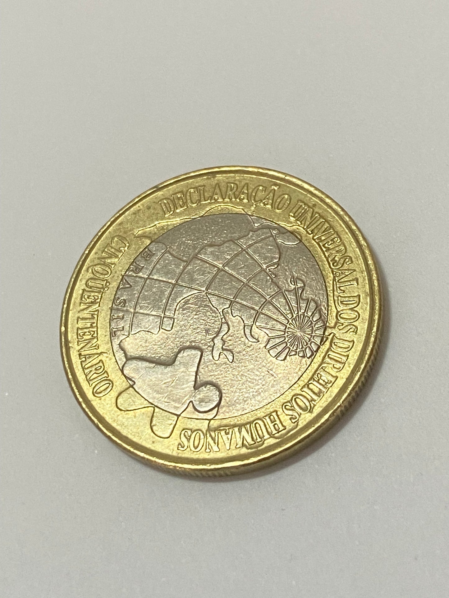 Moeda Brasil 1 real 1998 Direitos Humanos Bimetálico MBC