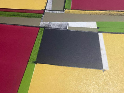 Quadro Gravura Antiga Silvio Oppenheim Abstrato Vermelho