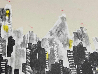 Quadro Gravura Antiga Cidade Prédios Assinada E Numerada