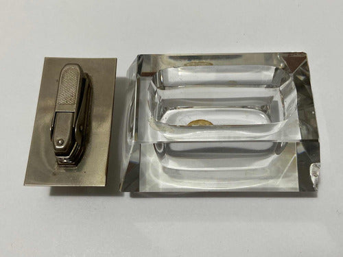 Antigo Isqueiro De Mesa Cristal West Germany