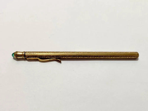 Antigo Porta Termômetro Início Século Xx Dourado Com Pedra