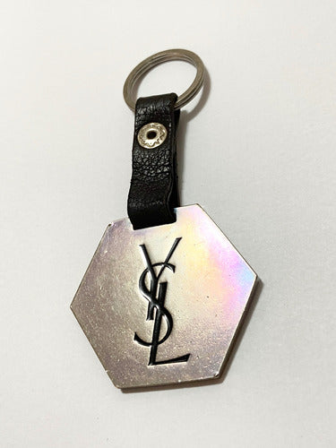 Chaveiro Ysl Yves Saint Laurent Original Couro E Metal