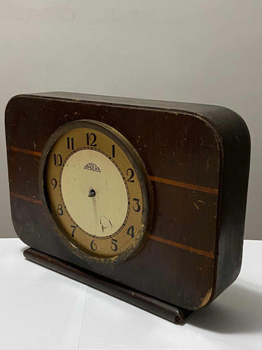 Relógio Antigo De Mesa Marca Madera Caixa Em Madeira Nobre