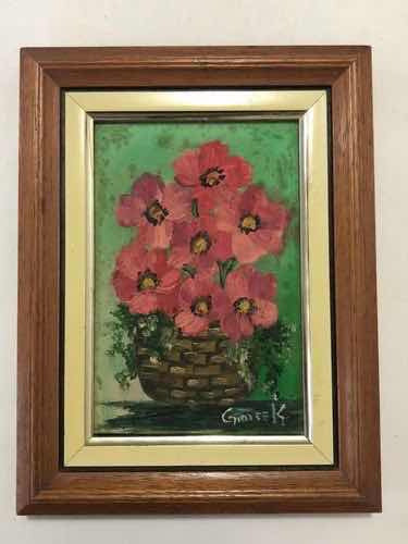 Quadros Antigos Pintura Vaso Flores Assinados