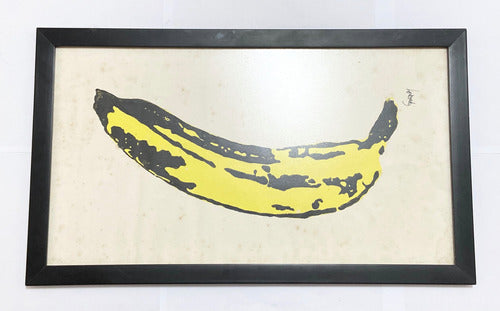 Quadro Antigo Decorativo Pop Art Banana Assinado