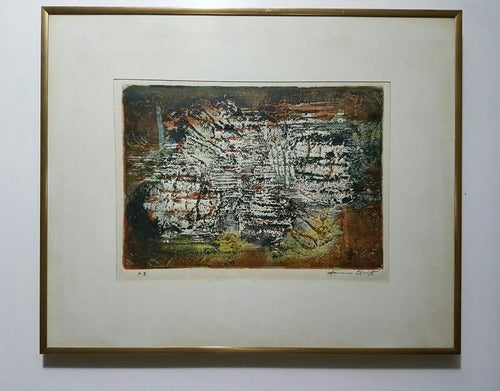 Antigo Quadro Gravura Assinado M Quito - Arte Antiguidade