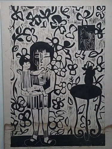 Quadro Antigo Gravura Assinada 1964