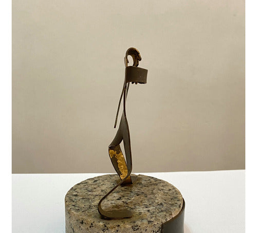 Escultura Antiga Guerreiro Arco E Flecha Metal E Granito