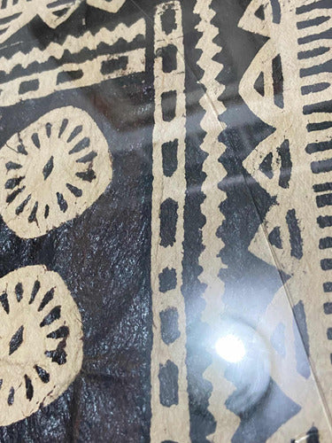 Quadro Antigo Arte Tribal Em Tecido De Casca