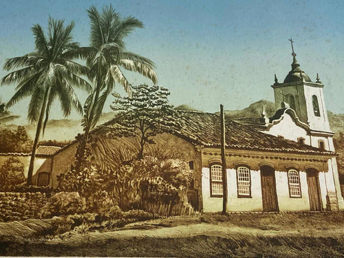 Quadro Gravura Antiga Paraty Rio De Janeiro Assinada N.godoy