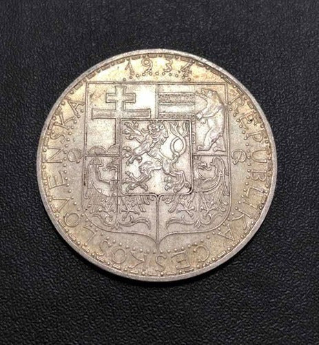 Antiga Moeda De Prata Checoslovaquia 1934 20 Korun