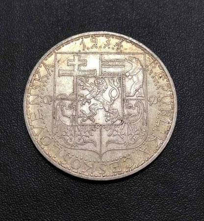 Antiga Moeda De Prata Checoslovaquia 1934 20 Korun
