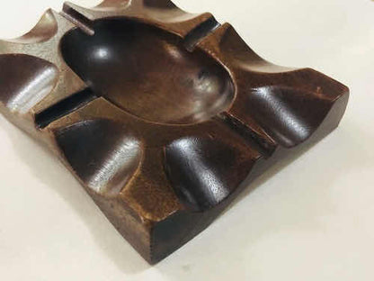 Cinzeiro Antigo De Mesa Em Madeira Nobre Anos 60 Peça Design