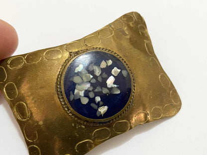 Antigo Broche Dourado Com Pedras