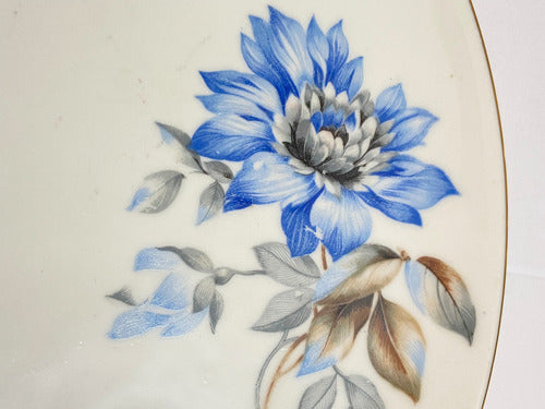 Prato Porcelana Maua Para Bolo Com Pintura Flores Antigo