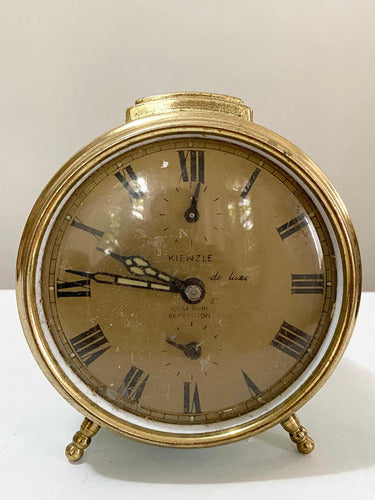 Relógio Despertador Antigo Kienzle Rubi Dourado E Verde