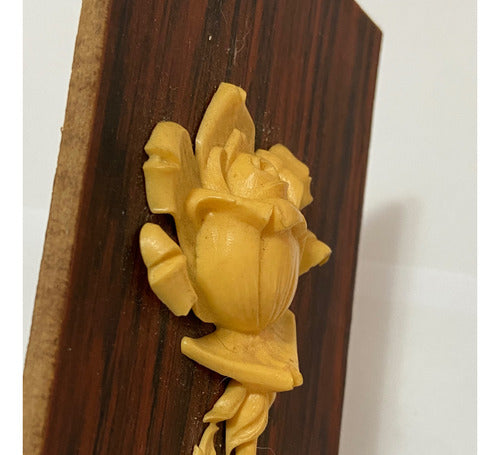 Quadro Painel De Madeira Com Flor Rosa Em Relevo - Alemanha