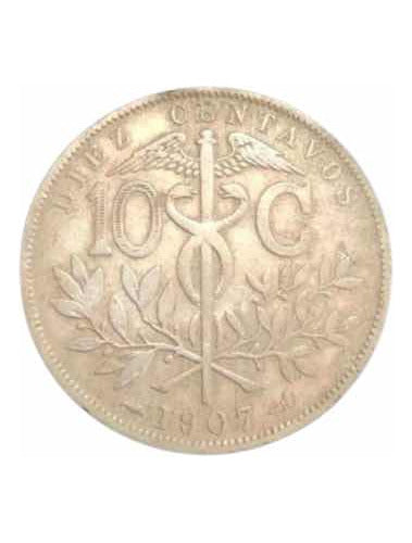 Moeda Antiga 1907 Bolivia 10 Centavos
