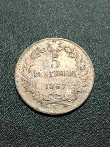 Antiga Moeda 1867 Italia 5 Centesimi