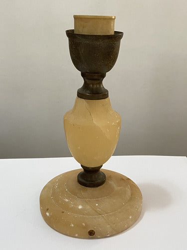 Luminária Antiga De Mesa Em Alabastro