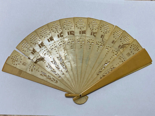 Antigo Leque Em Marfim Com Desenhos Lote
