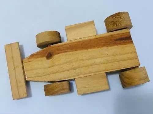 Carrinho Formula 1 De Madeira Brinquedo Antigo