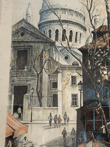 Quadro Antigo Gravura Paris Place Du Tertre - Ortiz Alfau