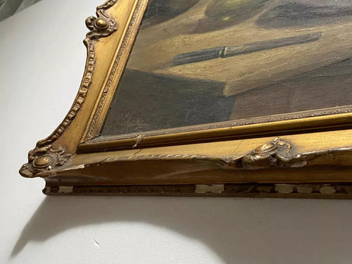 Quadro Antigo Pintura Oleo Assinado Natureza Morta Frutas