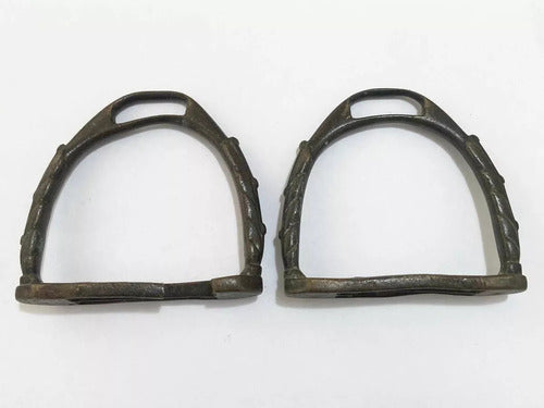 Par Estribo De Bronze Antigo