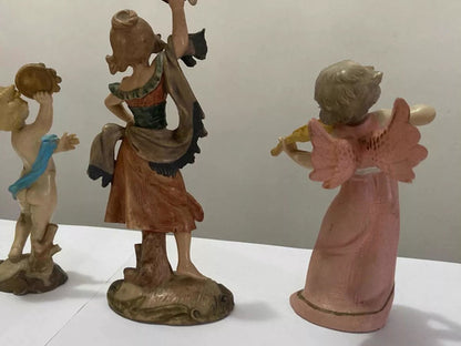 Esculturas Antigas Musical Anjos Figura Violino Flauta