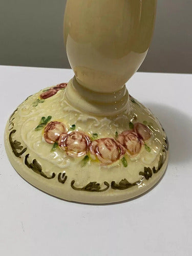 Castiçal De Porcelana Antigo Alemão Weiss Com Desenhos Flor