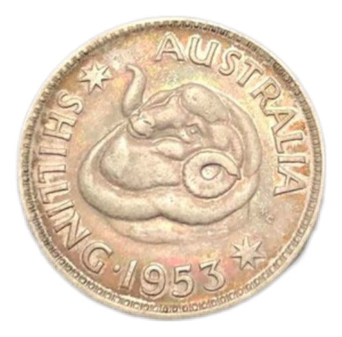Moeda Antiga De Prata 1953 Australia 1 Shilling