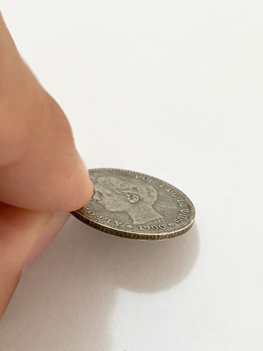 Moeda Antiga De Prata Espanha 1 Peseta 1900