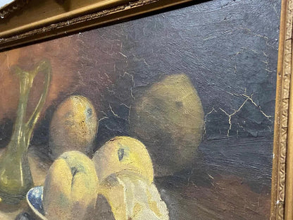 Quadro Antigo Pintura Oleo Assinado Natureza Morta Frutas