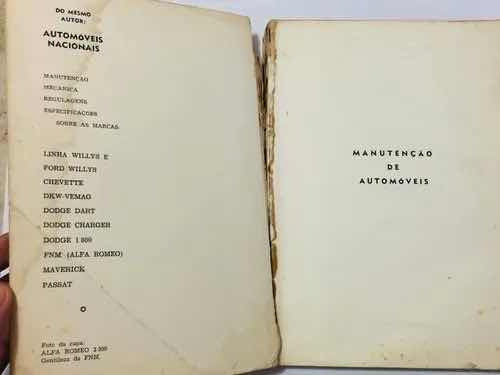 Livro Manual Antigo Manutenção De Automóveis Vw Ford Gm