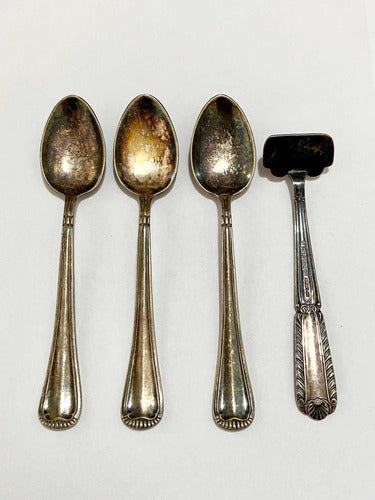 Colheres Antigas Meridional Prata Epns 90 + Raspador