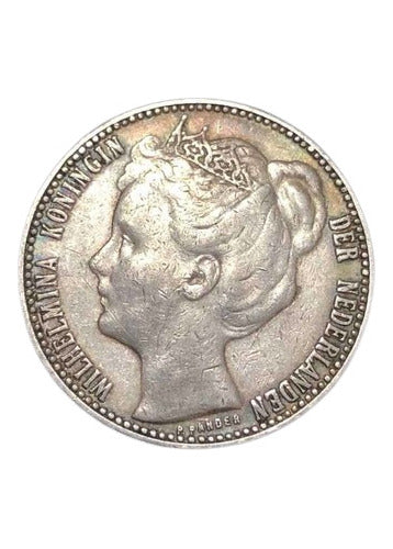 Moeda Antiga Prata 1 Gulden Holanda 1909 Rainha Guilhermina