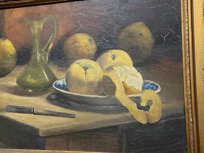 Quadro Antigo Pintura Oleo Assinado Natureza Morta Frutas