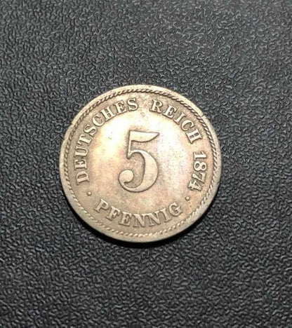 Moeda Antiga 1874 Alemanha 5 Pfennig