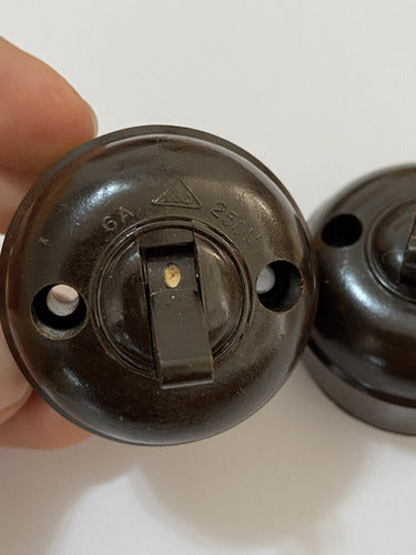 Interruptor Baquelite Antigo Anos 60 Marrom