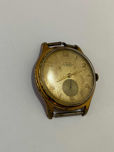 Relogio Antigo Exacto Antimagnetic 17 Rubis Dourado