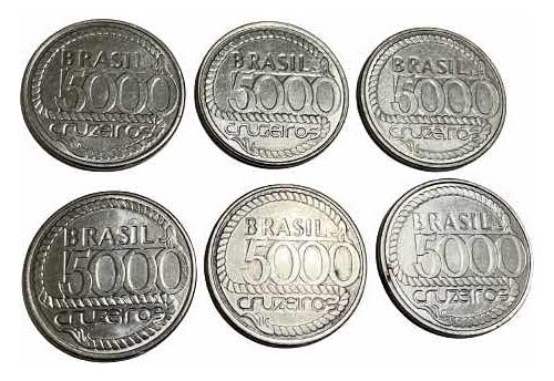 Lote Moedas Antigas Brasil 5000 Cruzeiros Tiradentes