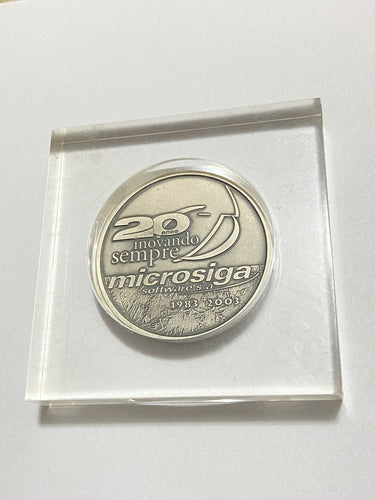 Medalha 20 Anos Microsiga Prata 900 Casa da Moeda 65g