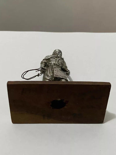 Escultura Antiga Gaucho Laçador Cor Prata